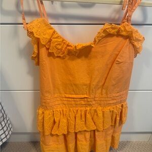 Orange Ruffled tunic tank